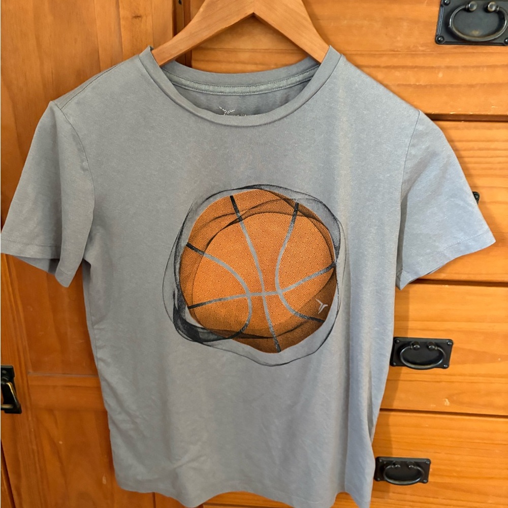 Old Navy Gray and Orange Basketball Graphic Tee